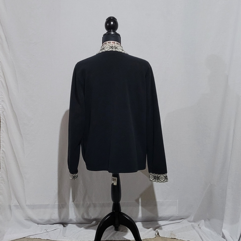 L.L. Bean Black Jacket with Patterned Trim - Picture 3 of 16